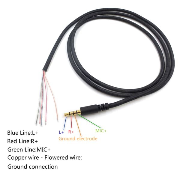 Bærbar lydledning 1,1 m længde Stereo Aux-kabel til Hyper X Cloud II Core Pro