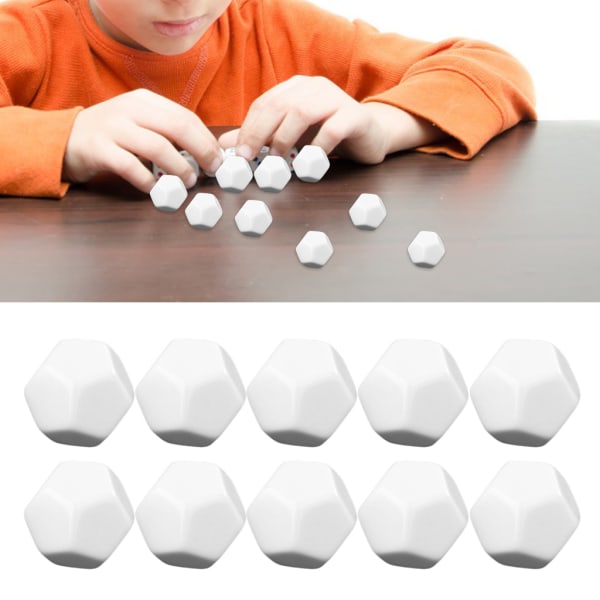 10 st/pack 22 mm akryl vit blank tärningsspel rekvisita Pedagogisk leksak för barn Enfärgad DIY-tärningsverktyg