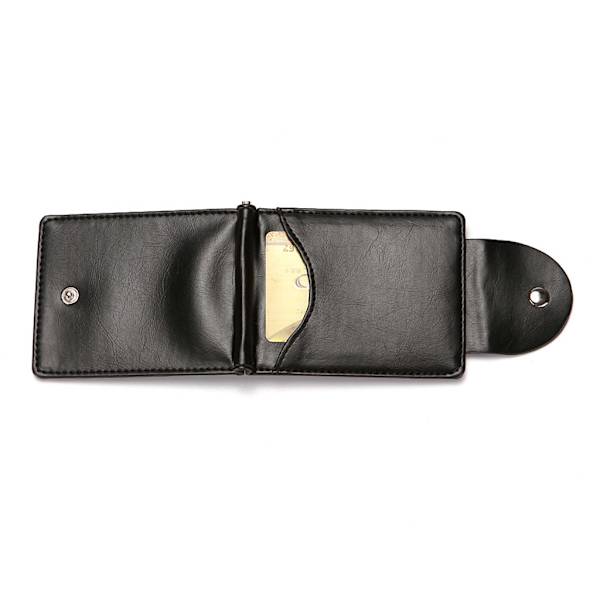 Män Mode PU Läder Kreditkortshållare Knapp Myntpåse Plånbok Pengar Clip Ca Black