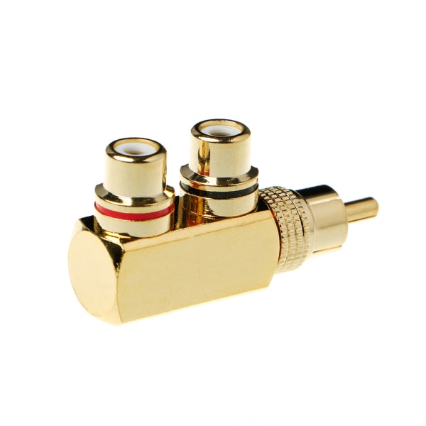 Kobber eller splitterplugg RCA 1 hann til 2 hunn AV Socket Connector Adapter