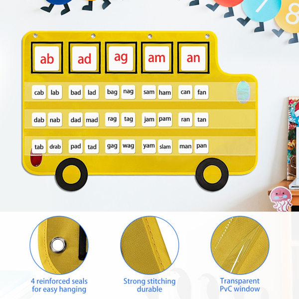 Bussficka Diagram Ordstavningskort Väska Ordhållarficka för tidig utbildning