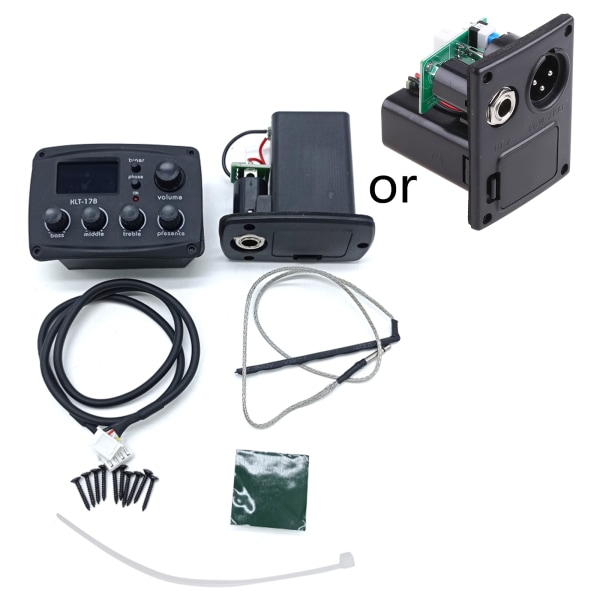 KLT17B 4-bånds akustisk gitar piezo pickup sett forforsterker LCD-tuner piezo pickup