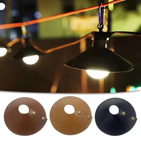 Outdoor Lamp Cover Replacement PU Leather Lampshade Camping Spotlight Shade Light Brown 3cm