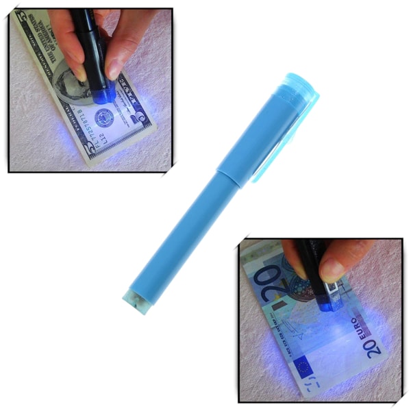 Bärbar förfalskningspenna med pekpenna med UV-ljus Blue