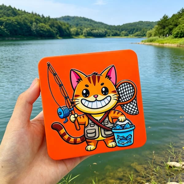 Rustfri agnbeholder med katteprint til fiskegrej