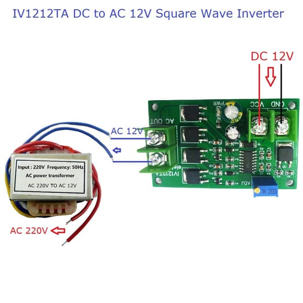100W Strømtransformator DC12V til AC12V Firkantstrøm Spændingsregulator
