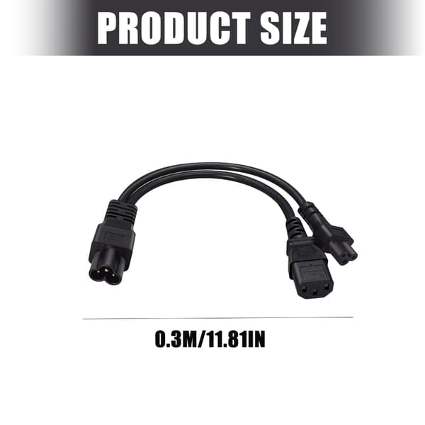 MultiDevice strømforsyningskabel 30 cm længde C6 han til C5 hun C13 stik