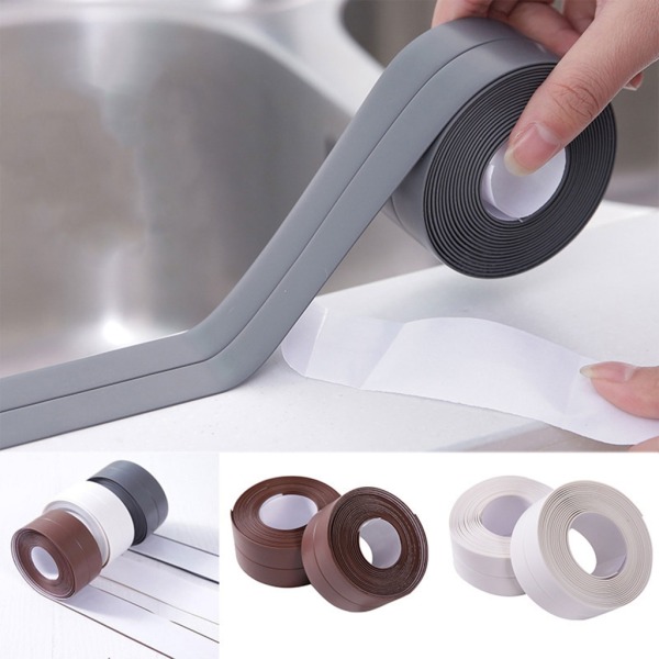 Caulk Tape Forseglingstape, Vandtæt PVC Selvklæbende Caulk Tape Forseglingstape til Køkken Toilet Badeværelse Badekar Håndvask null - C