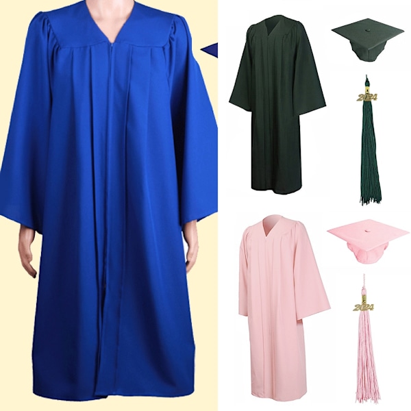 Gradueringskåpe med dusksett Gradueringskjoler Luer Dusker Sett Kvinner Mann Pink 48