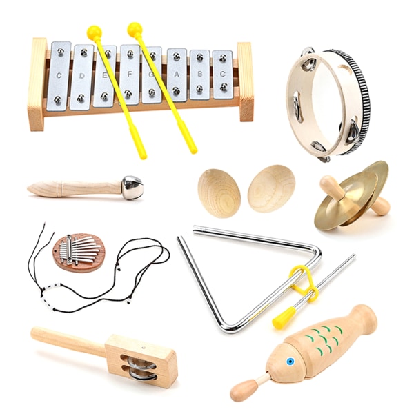 9 stk. Børns Musikalsk Legetøj Håndklokke Rasle Shaker Percussion Musikinstrumenter