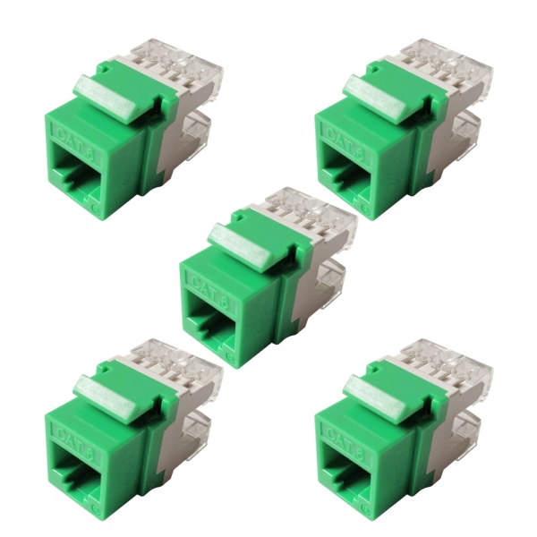 5 deler Cat6 RJ45 Keystone Jack Slim Profile, Ethernet Wall Jack Punch Down, Cat5e Keystone Module Connector