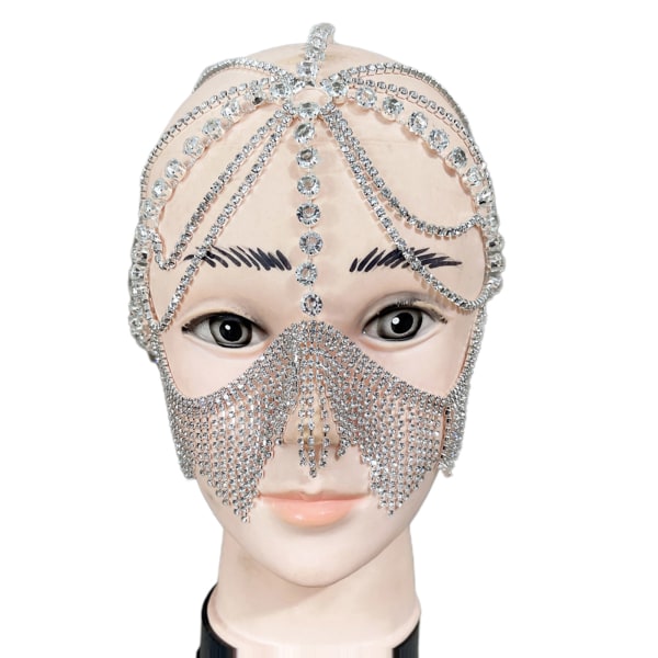Crystal Tassel Hairwear Vintage Mask Chain Rhinestones for Head Chain Hår Smykker for Masquerade Trendy hårstyling til