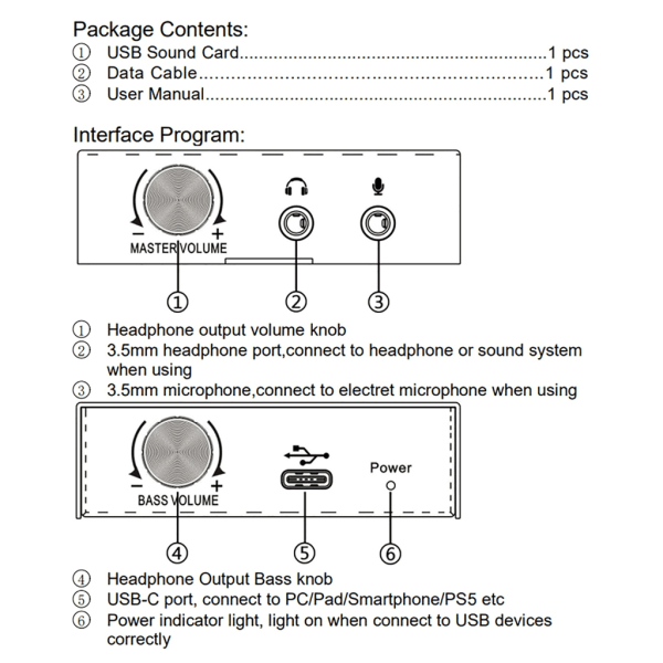 Ljudkort USB extern 3,5 mm mikrofonadapter Ljudkort för PC-hörlurar