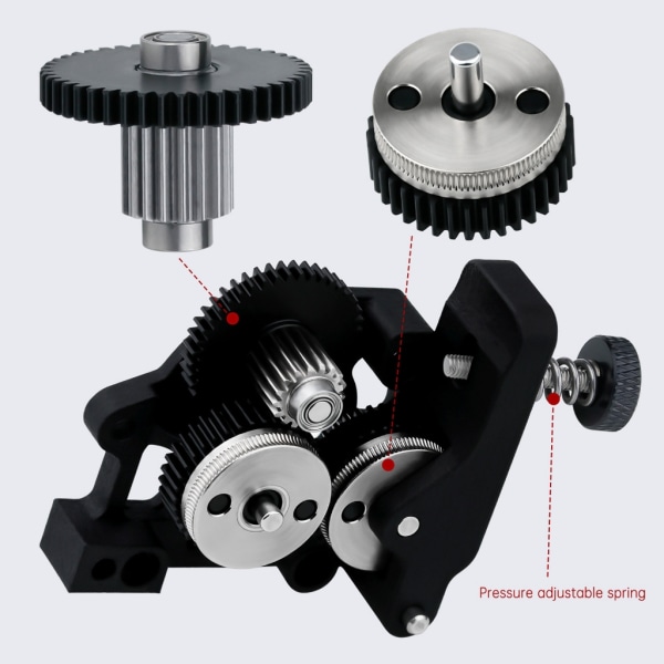 3D-skrivare tillbehör HGX-LITE-Extruder Reduction Gear Extruder Alla metall Aluminiumdelar Extrudermotor av härdat stål Black