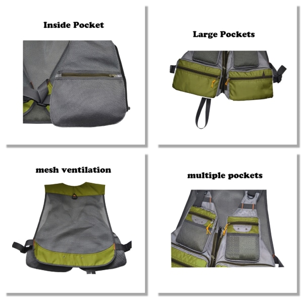Herr Quick Dry Fiskeväst Mesh Jackor Vandring Multi-Pocket Fiskeväst S