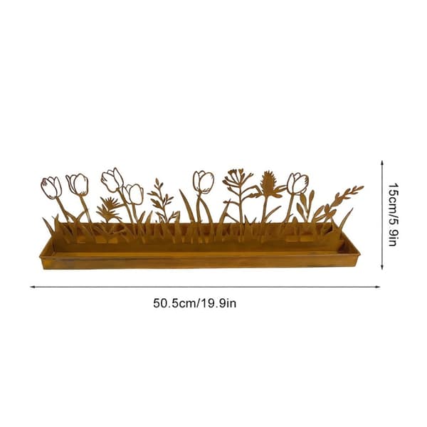 Rektangulær Elegant Rustet Jern Plantekasse for Blomster, Urter og Sukkulenter
