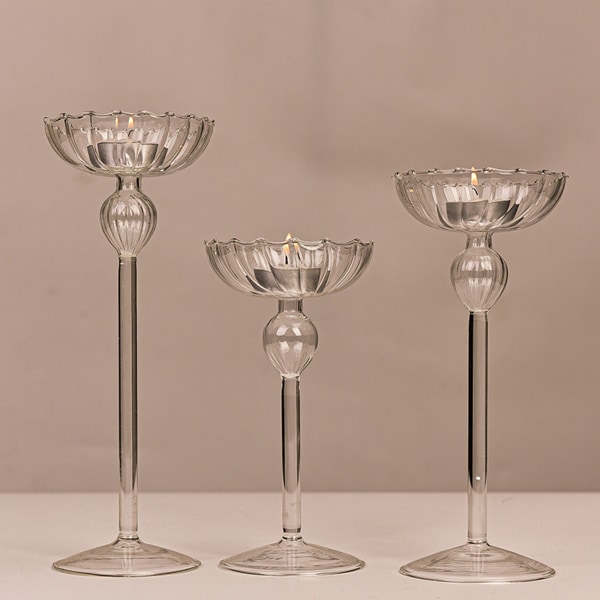 Enkel europeisk stil Randig glasljushållare med höga fötter Transparens för  bröllopsrekvisita för middag med levande ljus L 7acc | L | 0.18 | Fyndiq