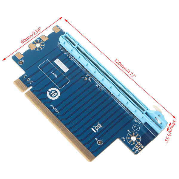 90 grader PCI til Express 16X Riser retvinklet stigerør Adapter PCI-E styrekort til 1U 2U Host 4/6cm