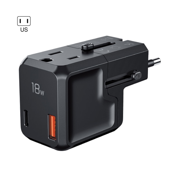 Plug International Universal Mini Travel Charger AC Power Plug Adapter med dubbla USB laddningsportar för bärbar mobiltelefon null - US