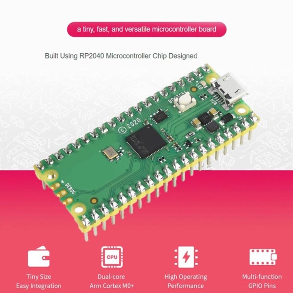 Förlödd Header Processor Microcontroller Board Baserat på RP2040 för RPi