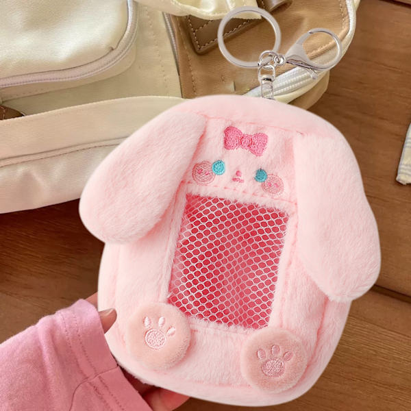 Hauska muotoiltu case Valokuvakorttipidike Bussikorttikotelo korttien kerääjille Pink rabbit