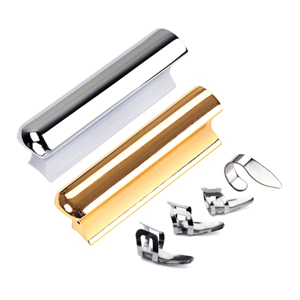 Metallgitarr Slide Elektrisk Gitarr Slide med 3 Finger Picks och 1 Tum Pick Gold