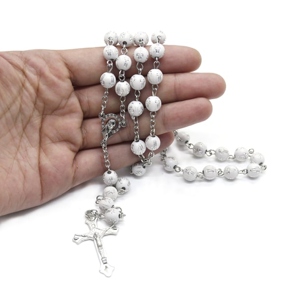 8mm runda pärlor Rosenkranshalsband Christian Jesus for Cross Hängsmycke Halsband Religion Religiösa smycken för män kvinnor