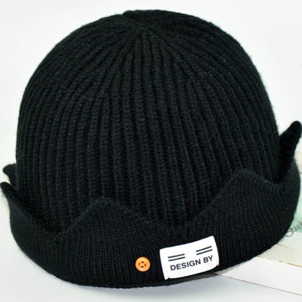 Strikket lue Vinter Varm Baby Kids Cap Circle Crown Melon Hat for Kids Holdbar Dark gray