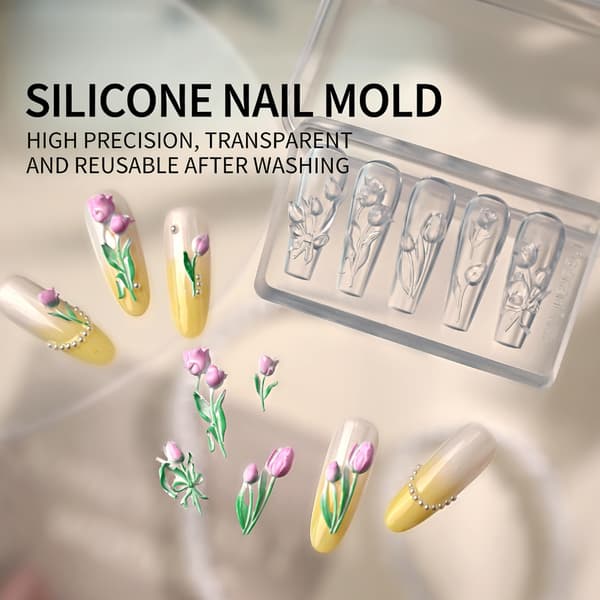 Silikone neglekunstform tilbehørsforme tulipanformede negle dekorative forme