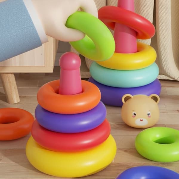 Barn Stapling Rings Set Tower Leksak Spel Undervisningshjälpmedel för Sensorisk Träning