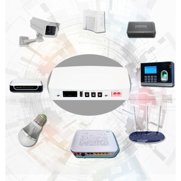 Säkerhet UPS avbrottsfri Li-Power för trådlös router, LED-ljus, smartphone och mer 5500mAhx2 avbrottsfri power