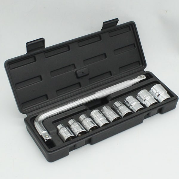 1/2-tums set med hylsor Set 8-24 mm med L-formad skiftnyckel Bärbar verktygssats för bilreparationer 10 delar