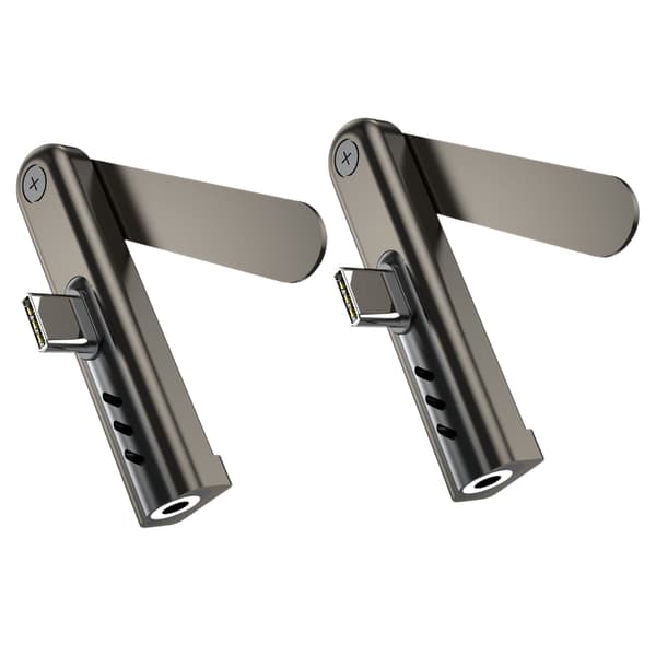2 stk. aluminium Type C til 3,5 mm hodetelefonadapter med sammenleggbart stativ
