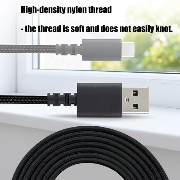 USB Type C -latausvirtakaapeli pelihiirelle ja -näppäimistölle, 2 m pitkä