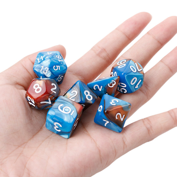 7 stk./sæt Akryl Polyhedral Terninger Til TRPG Brætspil D4-D20 Orange