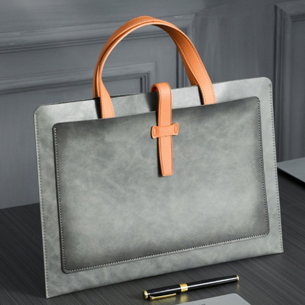 Håndholdt File Folder Opbevaringstaske Læder File Folder Laptop Sleeve Dokumenttaske null - 3