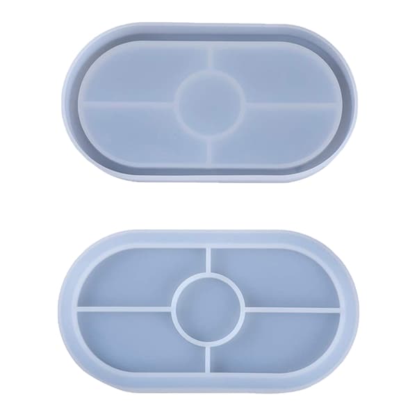 2 Delar DIY Oval Bricka Silikonform Skrivbordsförvaringslåda Form Underläggsform