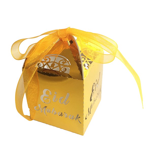 Party Kids Favors 50st Guld Silver Happy Eid Mubarak Box Ramadan Dekoration Las Gold