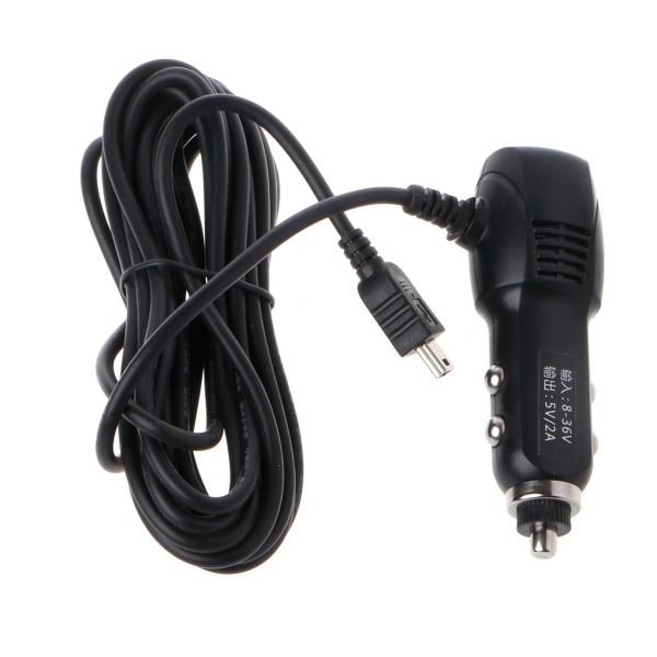 Mini USB -port 5V 2A billaddaradapter för bil DVR Fordonsladdning för w/3,5m