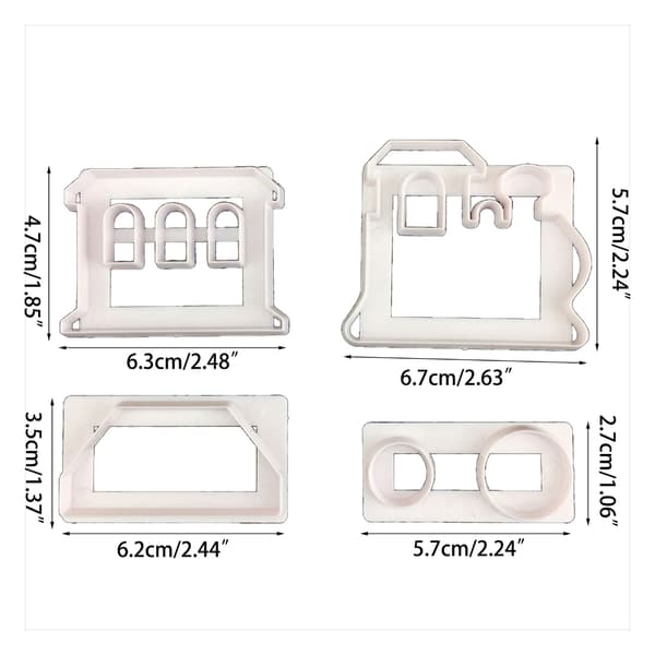 Sett med 4 kakestempler, kjeksstempler, fondantformer, silikonmateriale