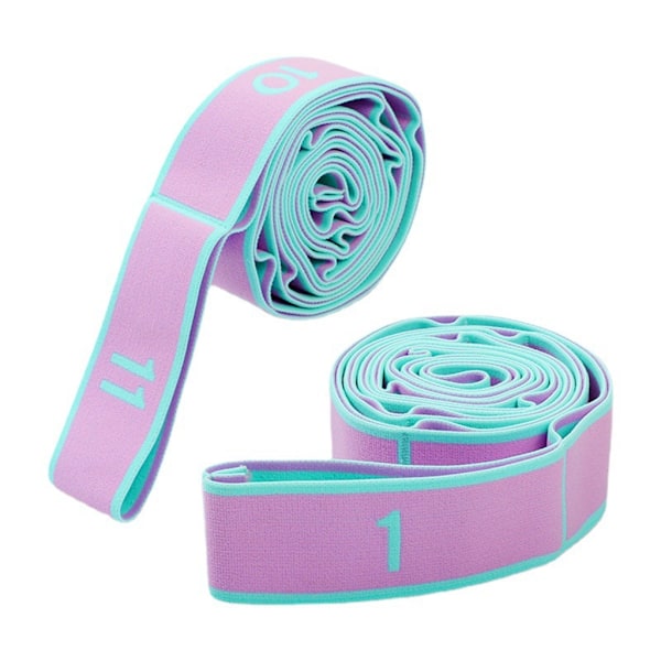 Stretch Strap med 9 öglor elastiskt stretchband för yoga fysisk-terapi Purple