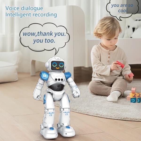 Interaktiv programmerbar robot med geststyrning och musikdans för barn