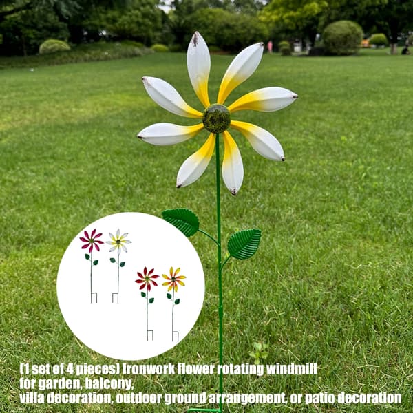 Vindmølle Roterende Blomst Vindspinner Stake Stående Plen Blomster Vindhjul