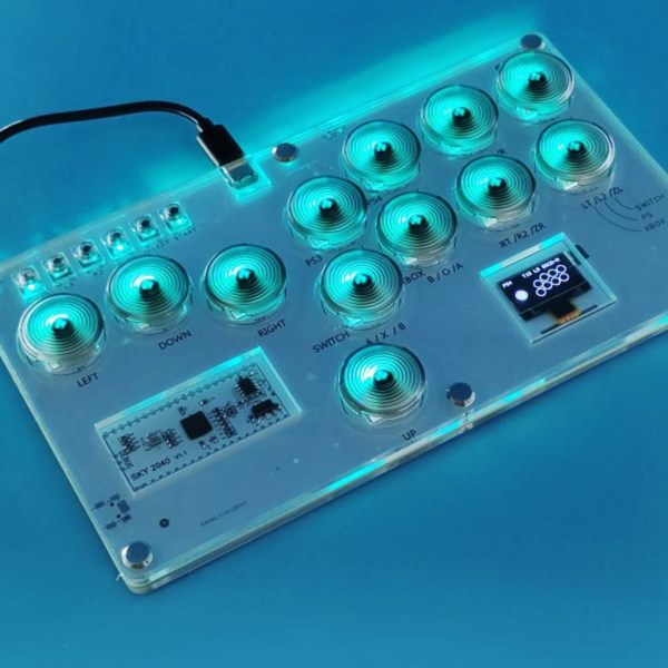 Slitstark Mekanisk Button Game Controller Fight Stick Fit för PC Arcade Keyboard Transparent gray blu