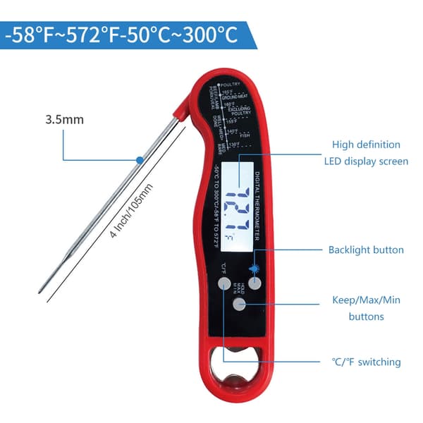 Digital Kötttermometer Matlagning Kök Sond Temperaturmätare