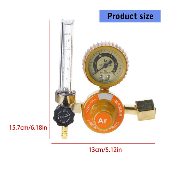 Argon trykkregulator med sikkerhetsventiler