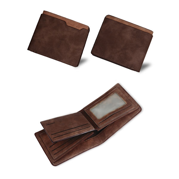 Frostad smal korthållare Multi-Slot Card Case Fickplånbok Retro Trifold-väska Light Brown