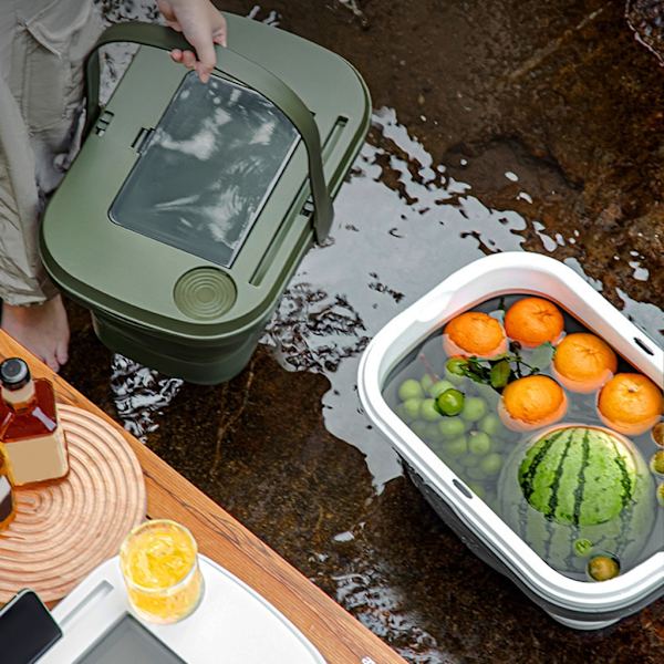 Bärbar hopfällbar mat- och fruktbehållare för utomhusbruk ArmyGreen