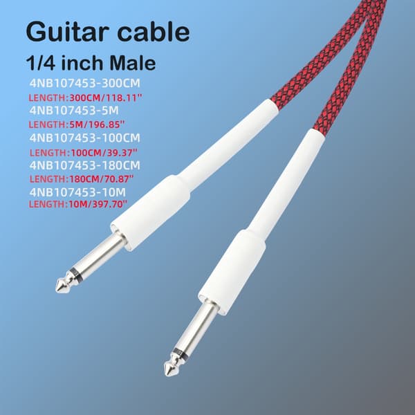 Gitarrkabel 6,35 mm 1/4'' Instrumentsladd för elektrisk mandolin 1-10m 3m
