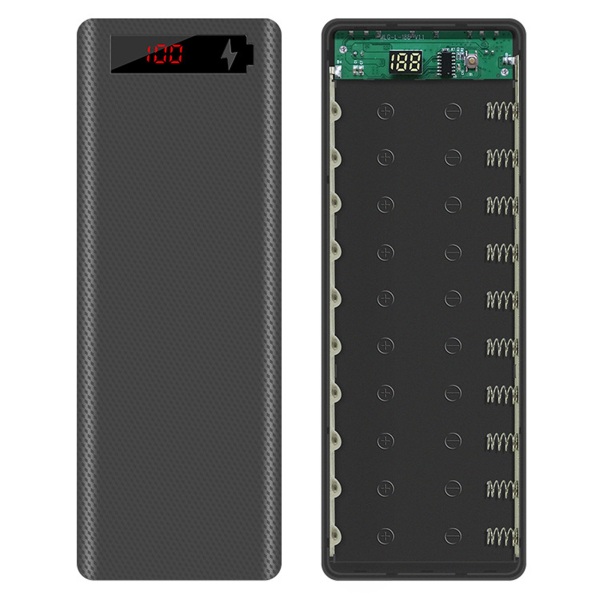 L10 LCD-skärm gör det själv 10x18650 batteri för case Power Bank för Shell Bärbar extern box utan batteri Powerbank Prote Black